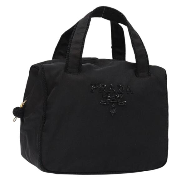PRADA Hand Bag Nylon Black Gold - Picture 1 of 12